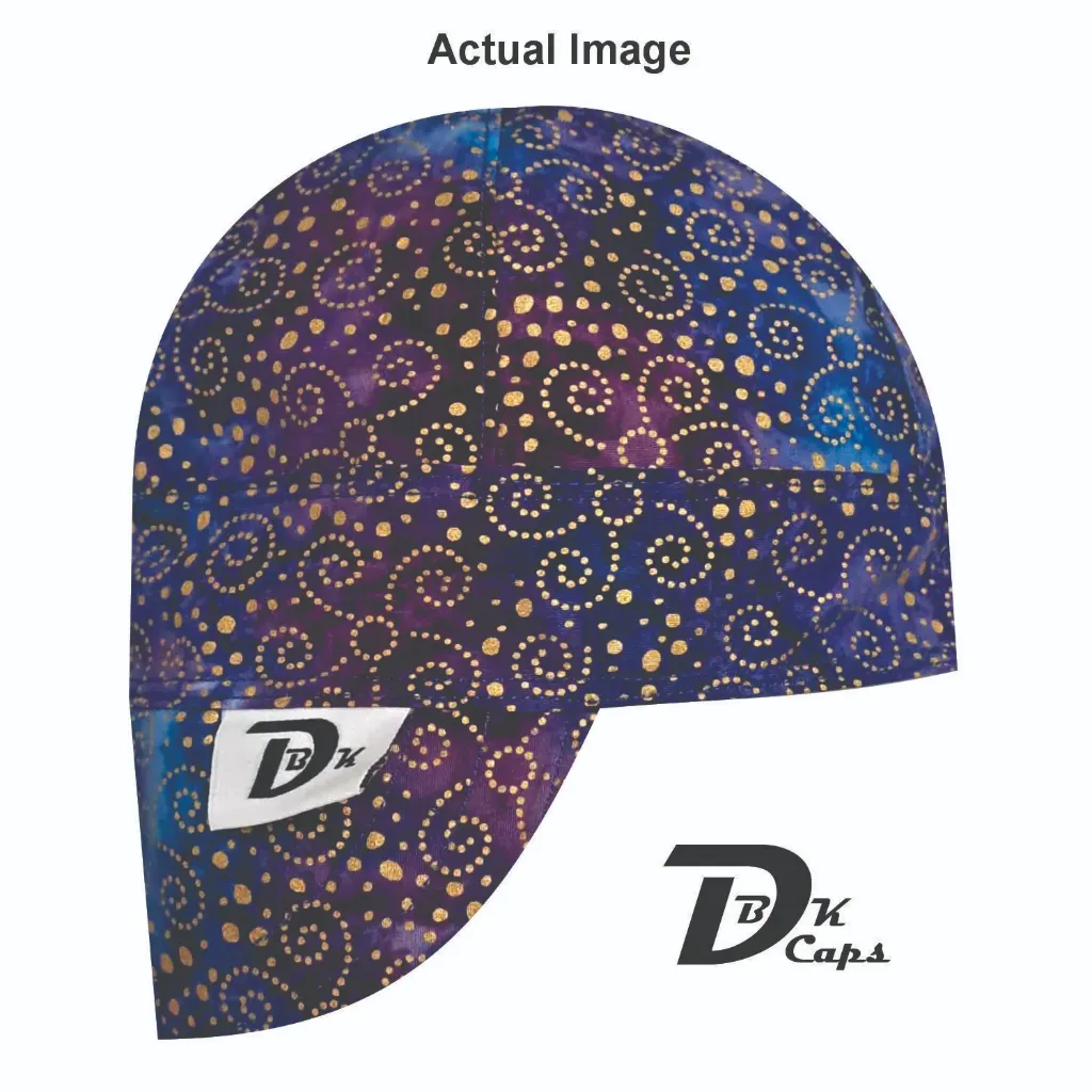 Blue Gold Swirl Welding Cap (6 3/8", Black Liner, No, 7" Standard Length)