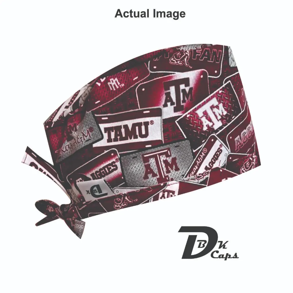 Maroon TX A&M Number Plate Skull-Cap