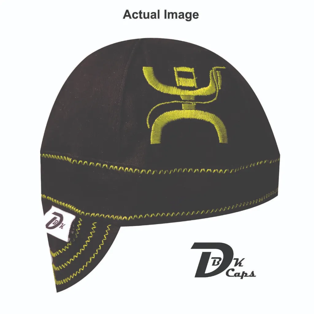 Welding Man Yellow (Light) Embroidery Welding Cap (6 3/8", Black, No, 7" Standard Length)