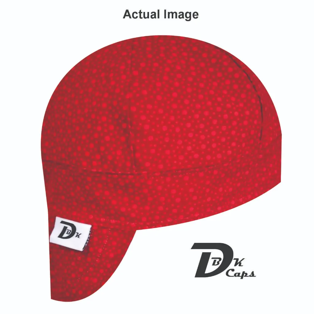 Red Tonal Dot Welding Cap (6 3/8", Black Liner, No, 7" Standard Length)