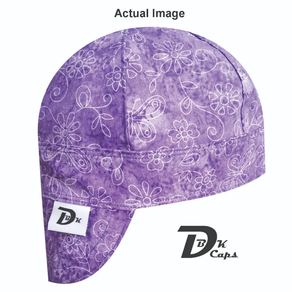 Purple Butterfly (Light) Welding Cap (6 3/8", Black Liner, No, 7" Standard Length)