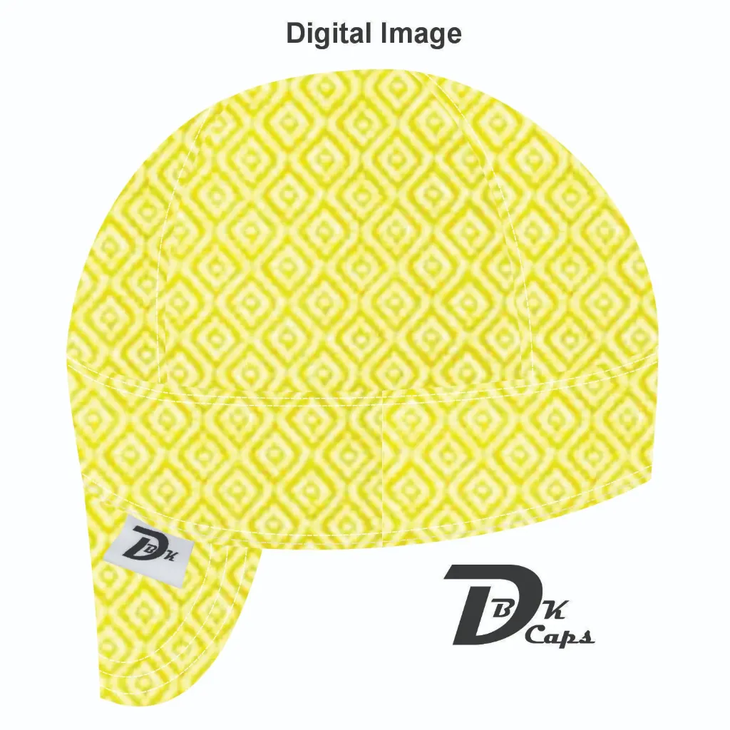 Yellow Retro Diamond Welding Cap (6 3/8", Black Liner, No, 7" Standard Length)