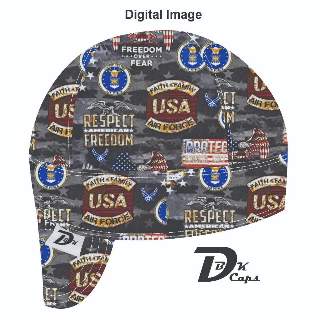 Black Air Force (Camo) Welding Cap (6 3/8", Black Liner, No, 7" Standard Length)