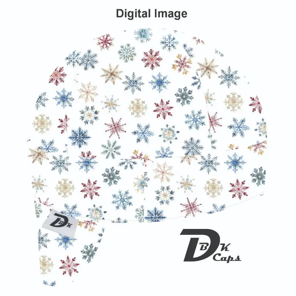 White Snowflake Dance Welding Cap (6 3/8", Black Liner, No, 7" Standard Length)