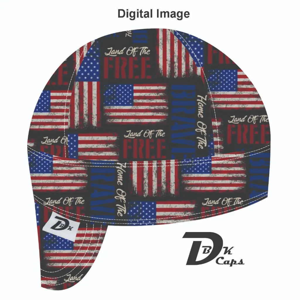 Blue Home of The Brave Welding Cap (6 3/8", Black Liner, No, 7" Standard Length)