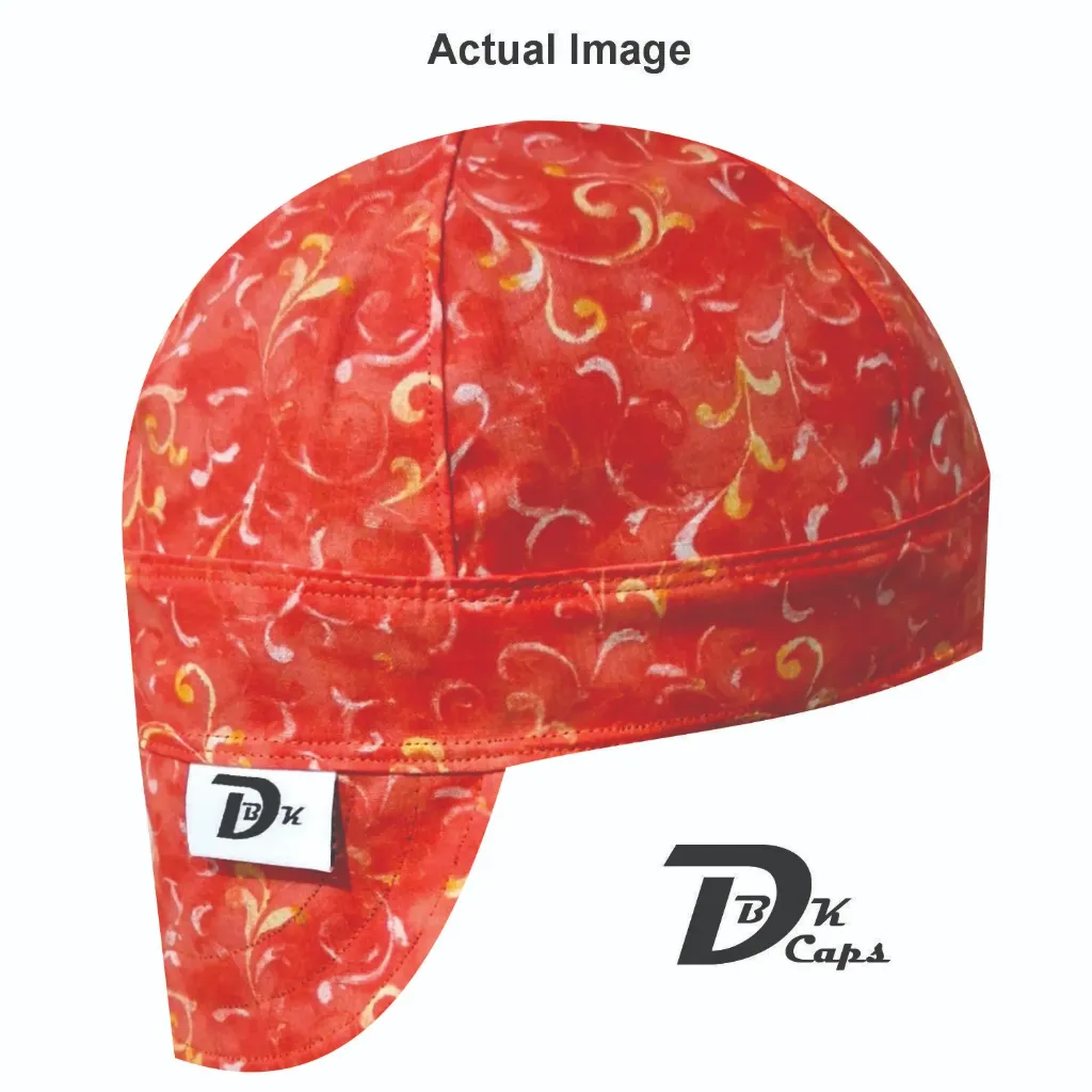 Orange Swirl Welding Cap (6 3/8", Black Liner, No, 7" Standard Length)