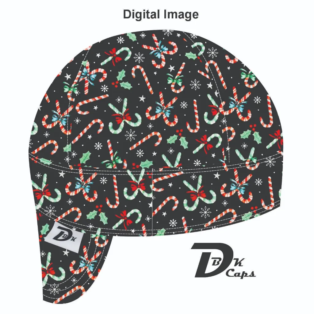 Black Candy Cane Welding Cap (6 3/8", Black Liner, No, 7" Standard Length)