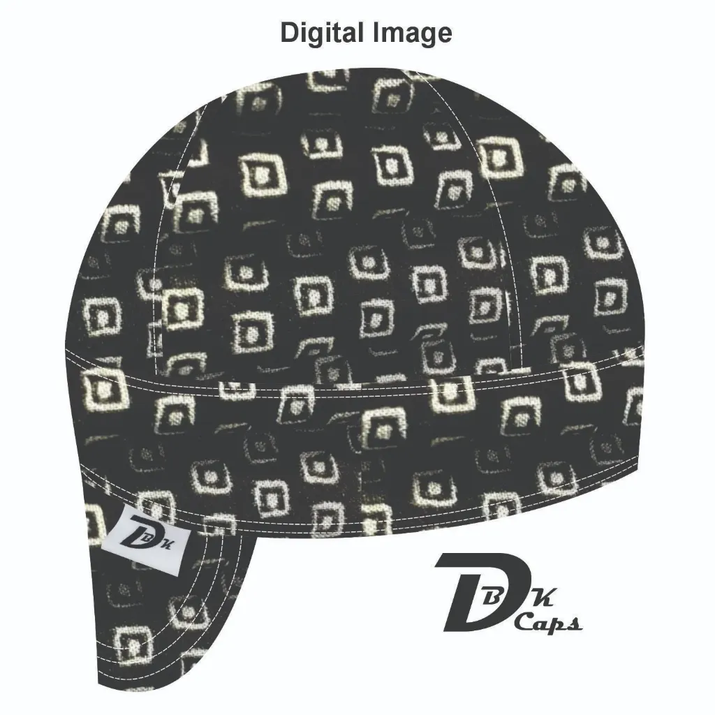 Black Geometric Mark Welding Cap (6 3/8", Black Liner, No, 7" Standard Length)