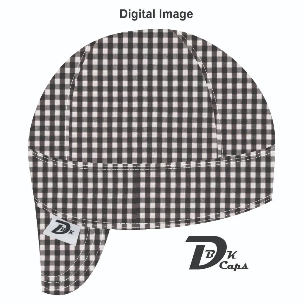 Black Gingham Welding Cap (6 3/8", Black Liner, No, 7" Standard Length)