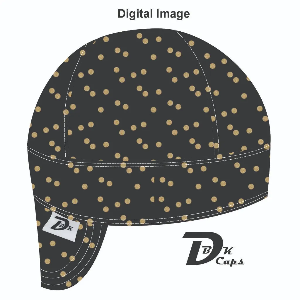 Black Gold Polka Dot Welding Cap (6 3/8", Black Liner, No, 7" Standard Length)