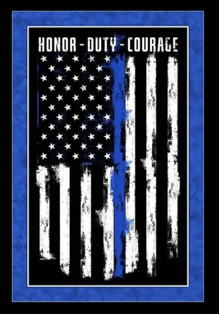 Blue Honor Duty Courage Panel Fabric