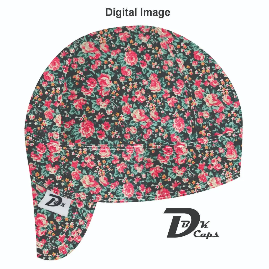 Black Pink Carnation Welding Cap (6 3/8", Black Liner, No, 7" Standard Length)