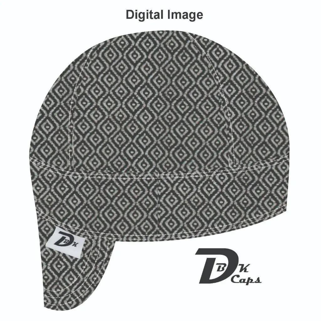 Black Retro Diamond Welding Cap (6 3/8", Black Liner, No, 7" Standard Length)