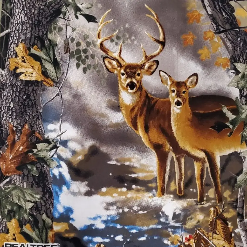 Brown Deer Water Panel Fabric