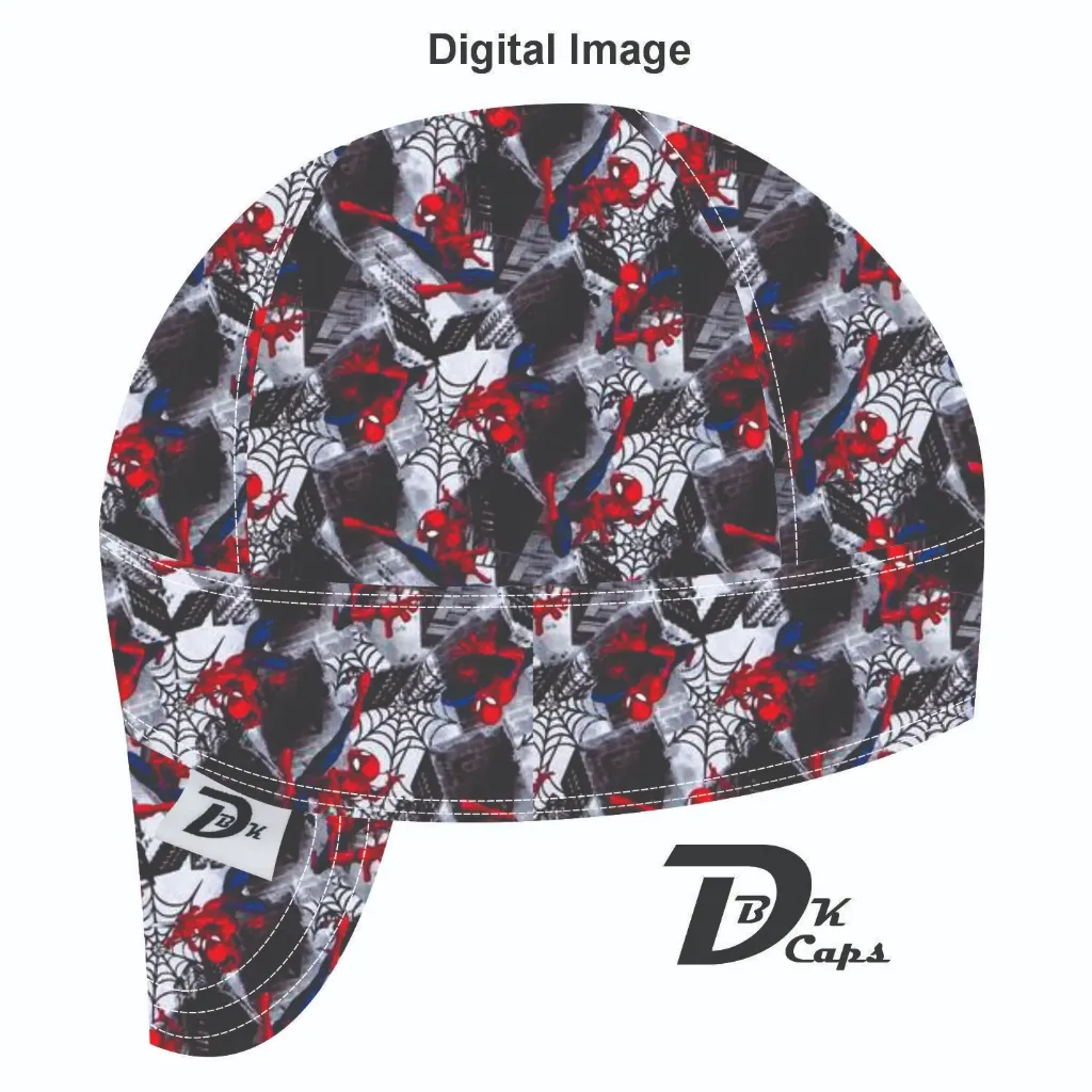 Black Spiderman Welding Cap (6 3/8", Black Liner, No, 7" Standard Length)