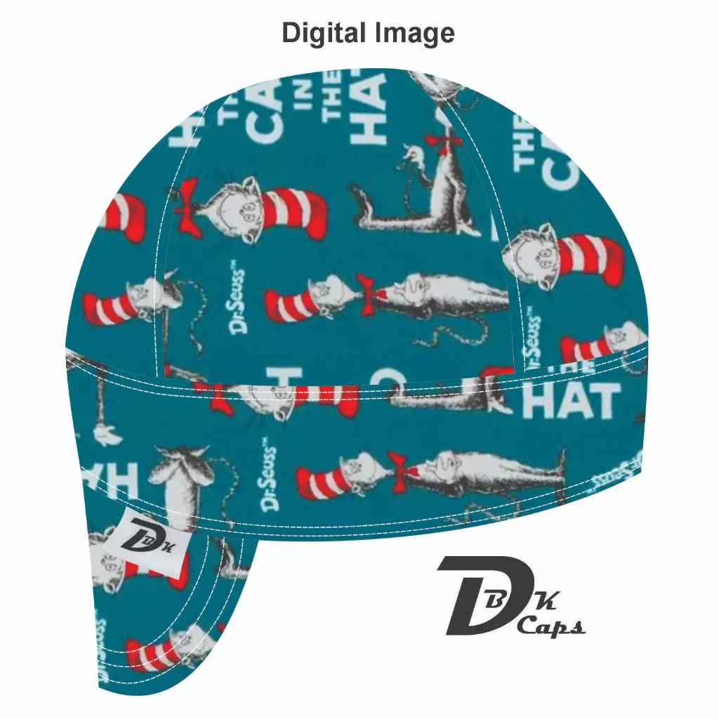 Blue Cat in the Hat Welding Cap (6 3/8", Black Liner, No, 7" Standard Length)