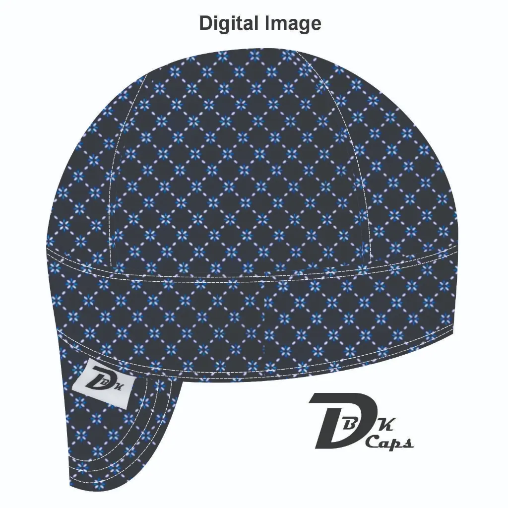 Blue Daisy Trellis Welding Cap (6 3/8", Black Liner, No, 7" Standard Length)