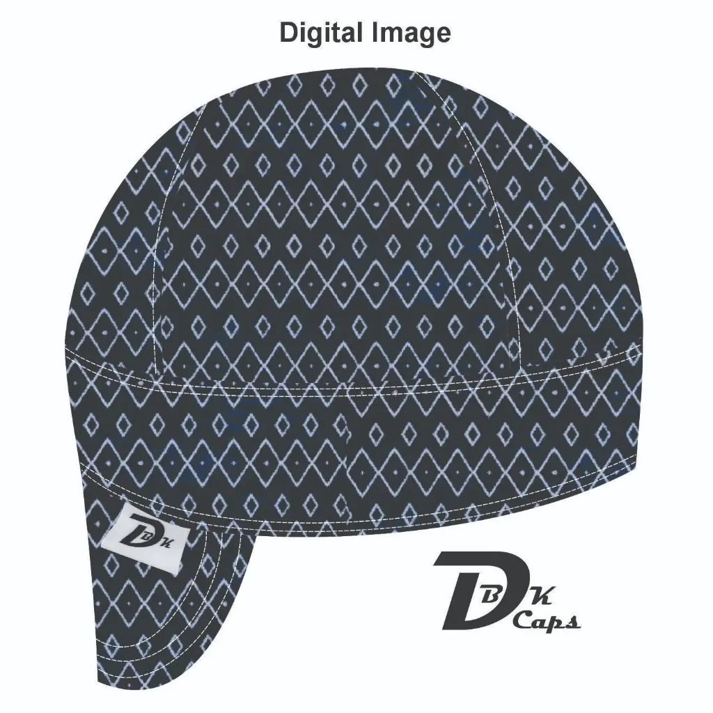 Blue Geometric Welding Cap (6 3/8", Black Liner, No, 7" Standard Length)