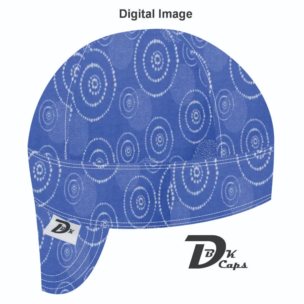 Blue Marina Circles Welding Cap (6 3/8", Black Liner, No, 7" Standard Length)