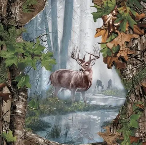 Gray Deer Panel Fabric