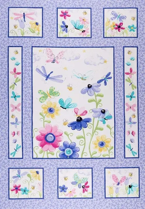 [PURFLOPAN] Purple Flower Panel Fabric