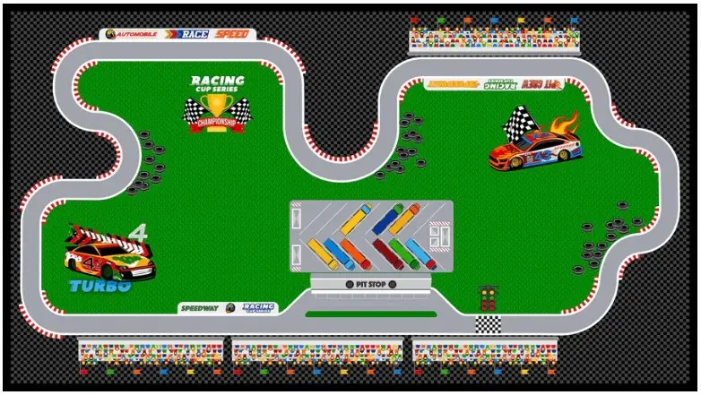 Green Racetrack Panel Fabric