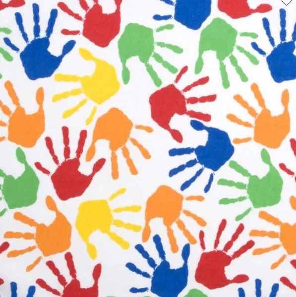 White Hand Print Fabric