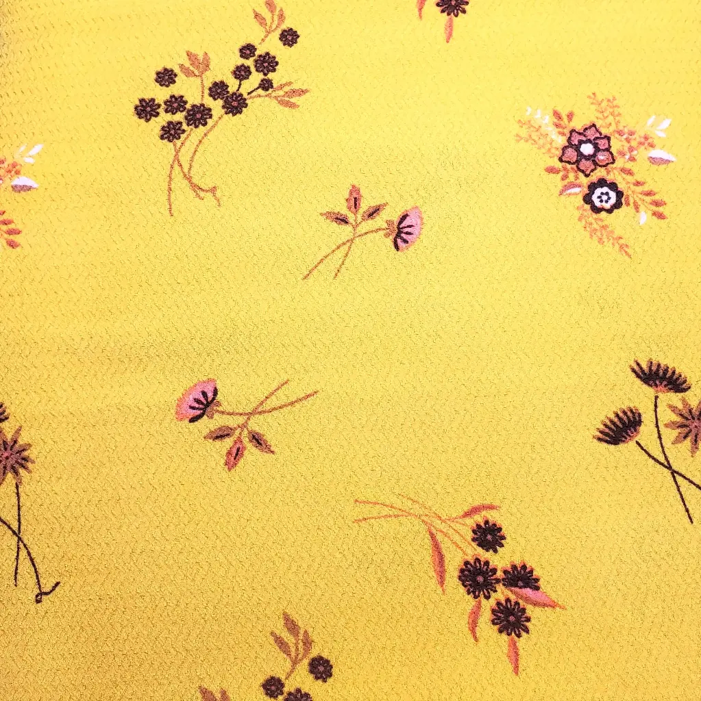 Yellow Wildflower Crepe Fabric (1/4 Yard (9" x WOF))