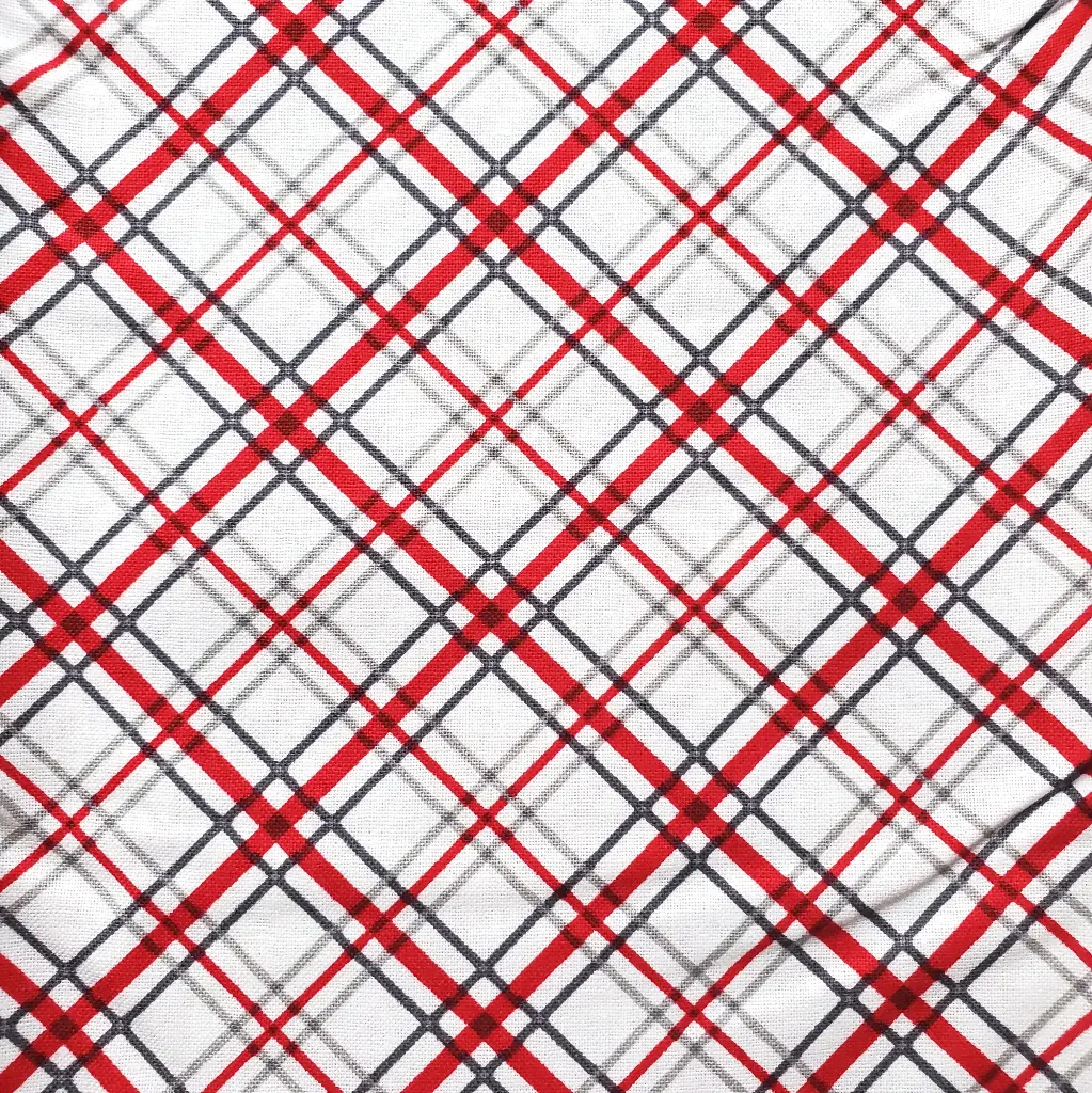 White Red Check Fabric