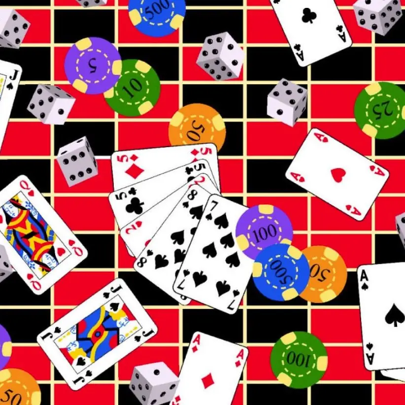 Red Vegas Fun Fabric (1/4 Yard (9" x WOF))