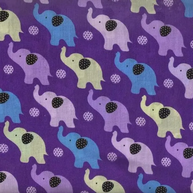 Purple Elephant Fabric (1/4 Yard (9" x WOF))
