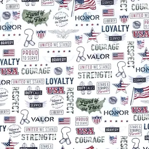 White United We Stand Fabric (1/4 Yard (9" x WOF))