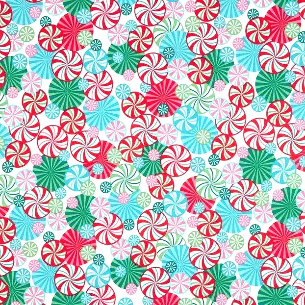 White Peppermint Swirl Fabric