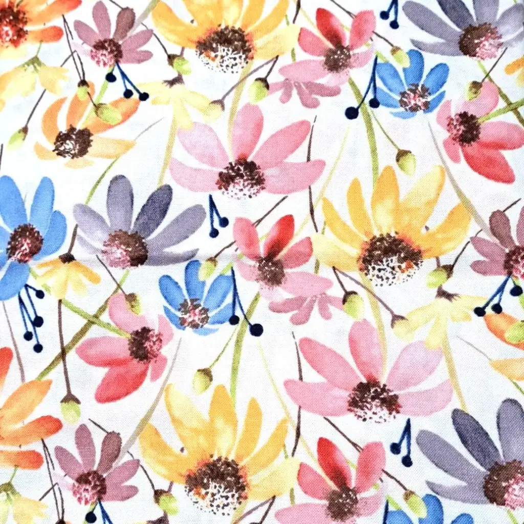 White Cone Flower Fabric