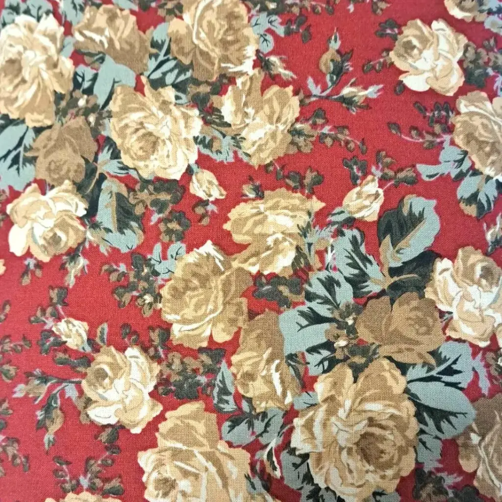 Red Carnation Flower Fabric