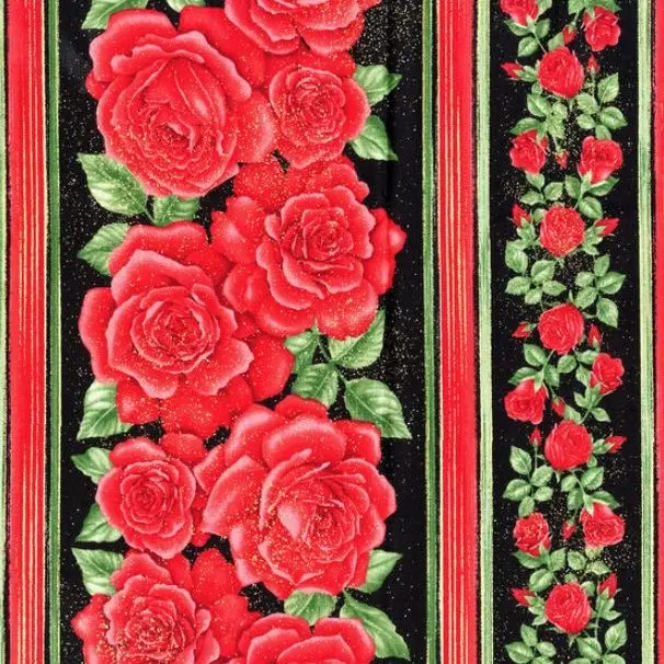 Red Rose Border Fabric