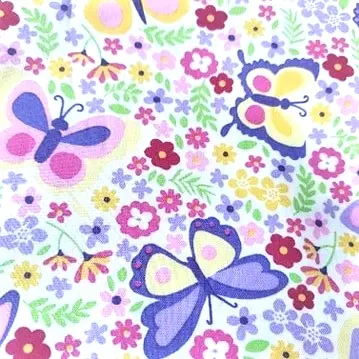 Purple Butterfly Flower Fabric