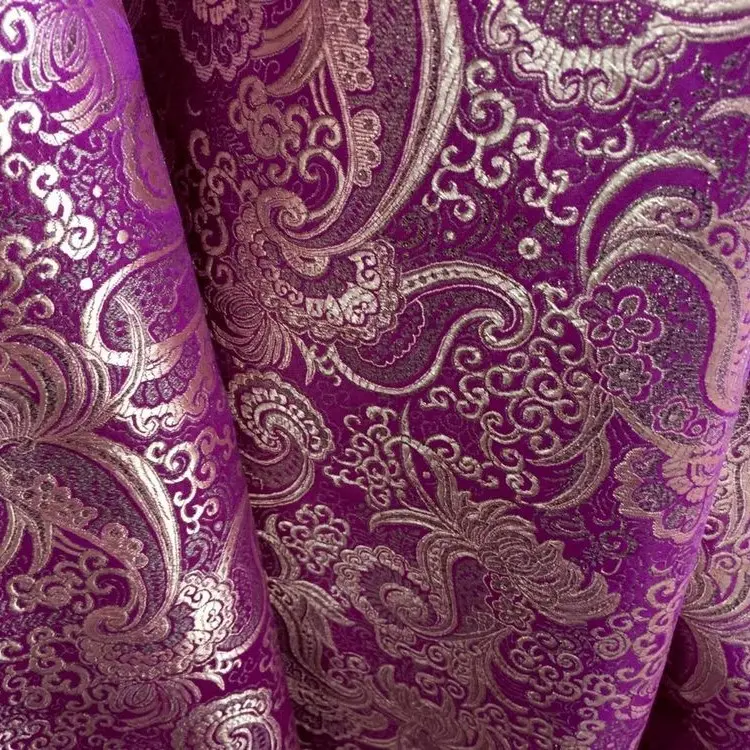Purple Gold Brocade Fabric