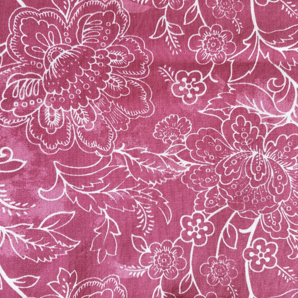 Pink Trace Vine Flower Fabric (1/4 Yard (9" x WOF))
