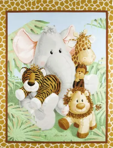 Brown Jungle Baby Panel Fabric