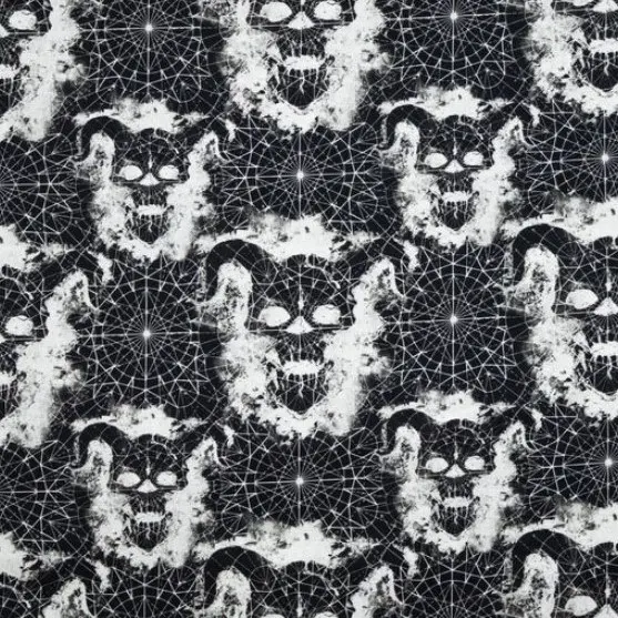 Black Constellation Skull Fabric