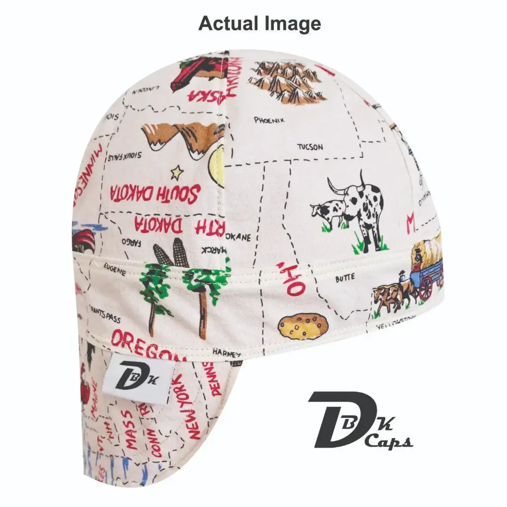 White United States Welding Cap (6 3/8", Black Liner, No, 7" Standard Length)