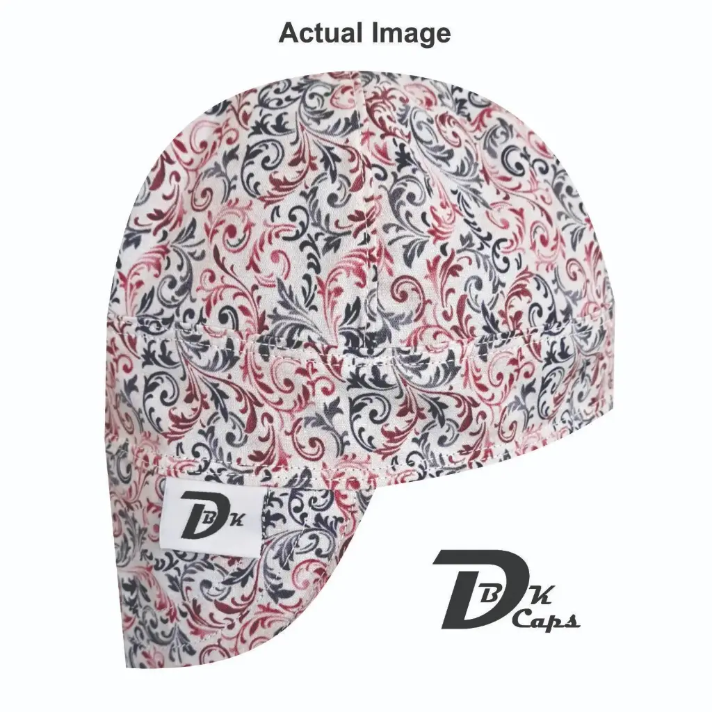 White Red Vine Welding Cap (6 3/8", Black Liner, No, 7" Standard Length)