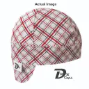 White Red Check Welding Cap