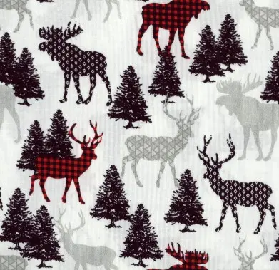 White Christmas Lodge Fabric