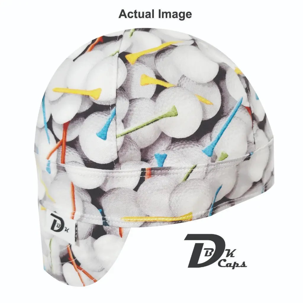 White Golf Ball Welding Cap (6 3/8", Black Liner, No, 7" Standard Length)