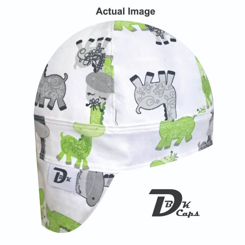 White Giraffe Welding Cap (6 3/8", Black Liner, No, 7" Standard Length)