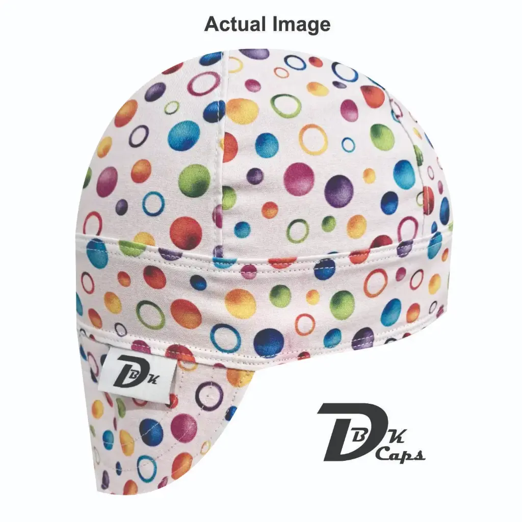 White Bubble Dot Welding Cap (6 3/8", Black Liner, No, 7" Standard Length)