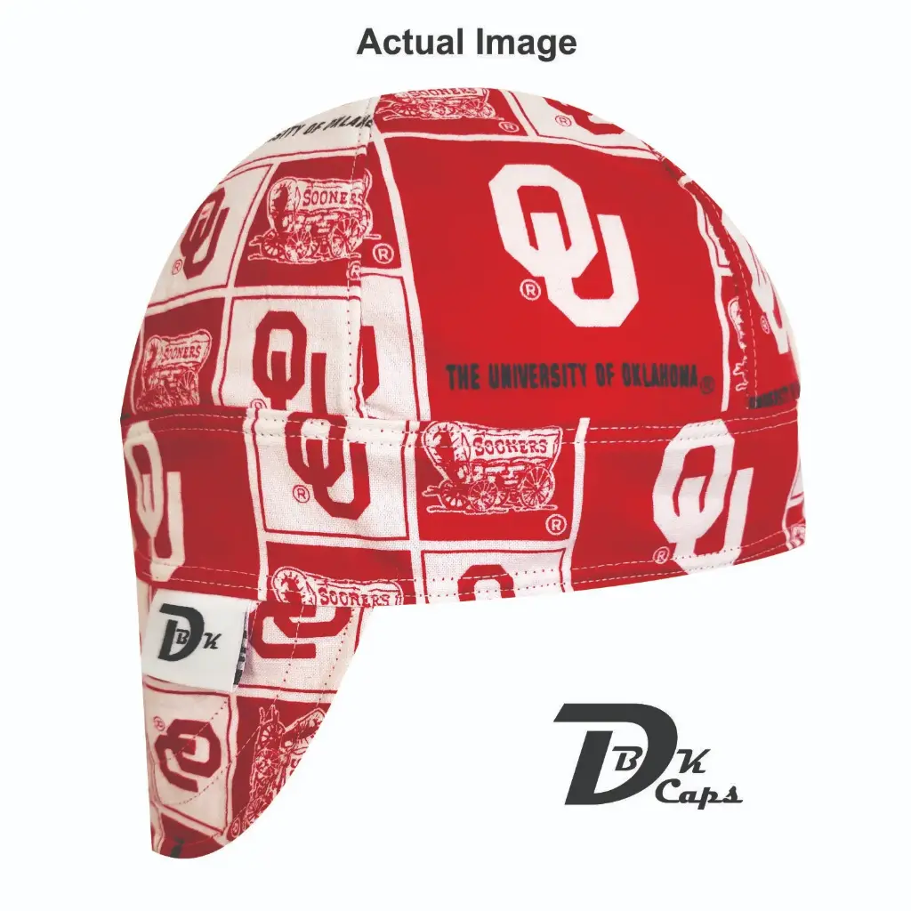 Red OK State Square Welding Cap (6 3/8", Black Liner, No, 7" Standard Length)