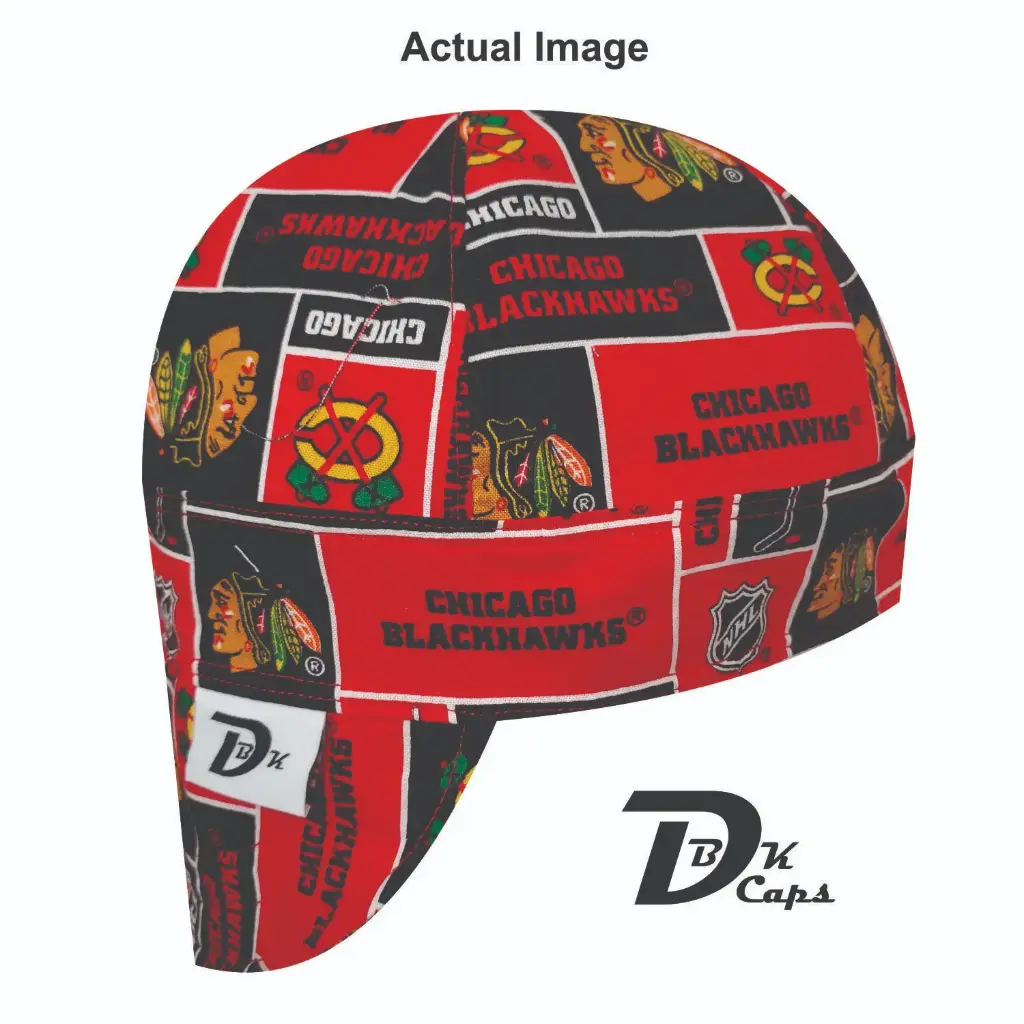 Red Chicago Blackhawk Welding Cap (6 3/8", Black Liner, No, 7" Standard Length)